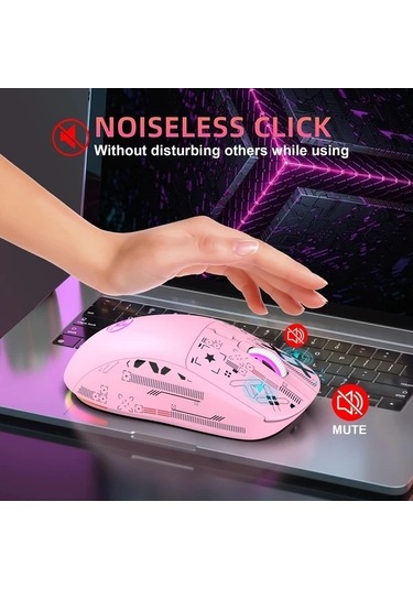Besthome1 Hxsj T90 Pembe Uc Modlu Kablosuz Fare Rgb Isik Dahili Sol Sag Tus Sessiz Optik Fare Ev Ofis Oyun Diğer