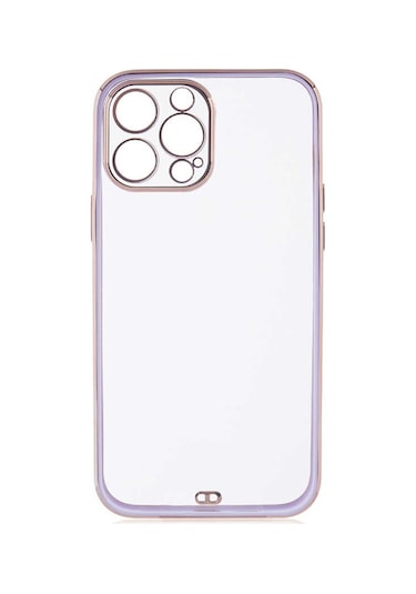 iPhone Uyumlu 12 Pro Max Kılıf Köşeli Gold Şeffaf Kapak