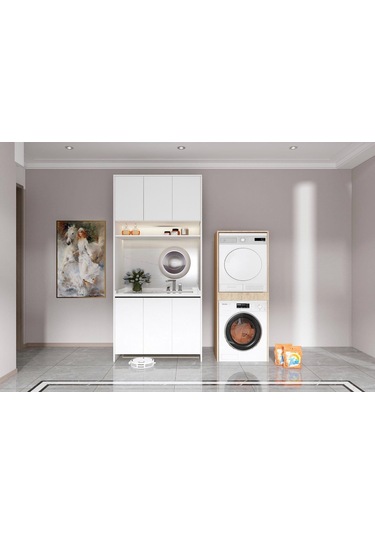 Ahşap-Banyo Dolabı Çamaşır Makinesi Dolabı Kurutma Makinesi Dolab Ahşap