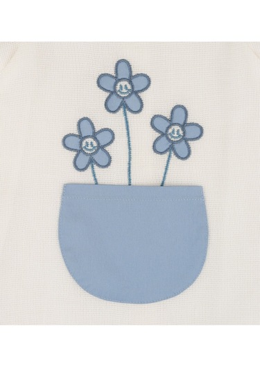 Papatya Detaylı Keten Elbise Ekru