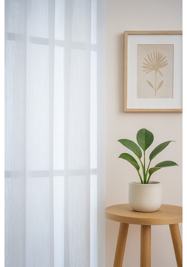 Soft Dokulu Şık Pileli Tül Perde Salon Oturma Odası Yatak Odası Çocuk Odası Beyaz