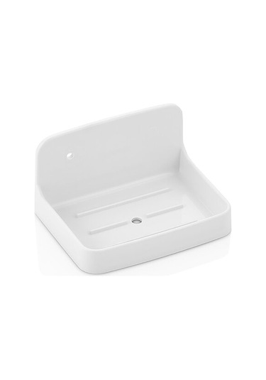 Zen Katı Sabunluk Beyaz Sert Plastik Yapışkanlı - Duvara Monte 5131 Düz