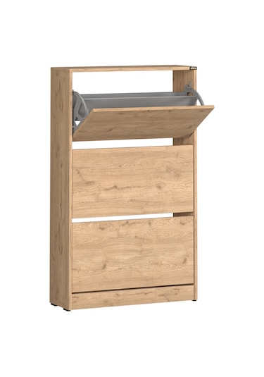 Flat Duo 3 Katlı Geniş Ayakkabılık - Florida Meşe 73x119x26 Cm Meşe
