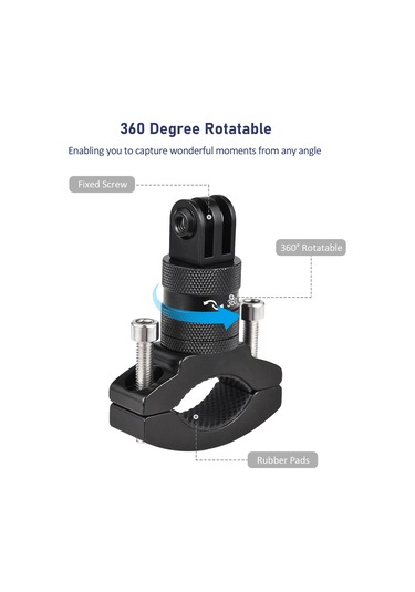 Youmex Alüminyum Bisiklet Kamera Tutucu 360 Döner Gopro Hero 11/10/9/8/7 Insta360 Djı Akaso Sjcam Uyumlu Metal Tutucu