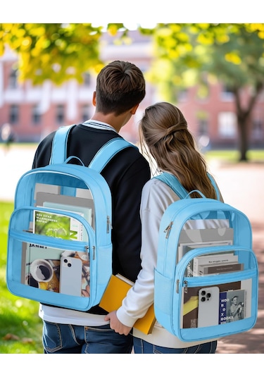 Vkemall Geniş Kapasiteli Transparan Sırt Çantası - Oxford Kumaş Ve Pvc Malzeme, Kolay Temizlenir, Okul/konser/seyahat İçin Uygun