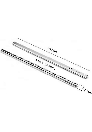 Teleskopik Bilyalı İnce Ray Çekmece Rayı 17x342 35 Cm 1 Takım Galvaniz