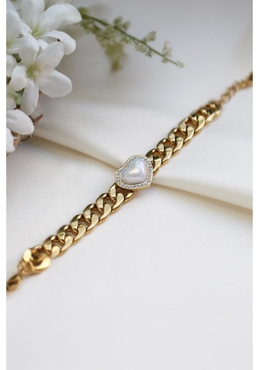 Kalpli Zirkon Taşlı Çelik Bileklik Çok Renkli