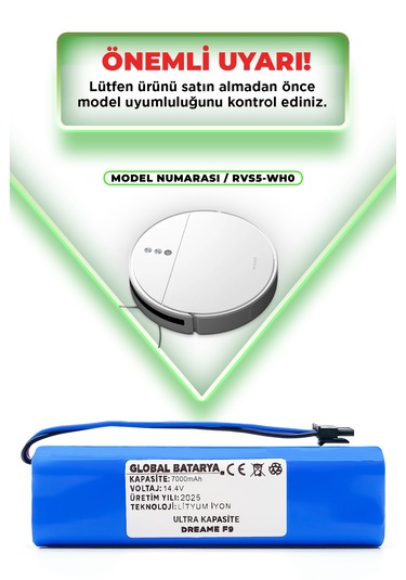 Dreame F9 Uyumlu Batarya 7000mah