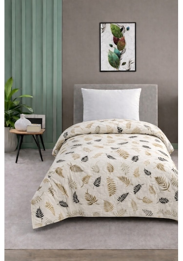 Tek Kişilik Pike Yatak Örtüsü %100 Pamuk 170x230 Bej - Krem