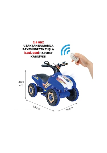 Kumandalı Akülü Araba 6 Volt 2-4 Yaş Mavi