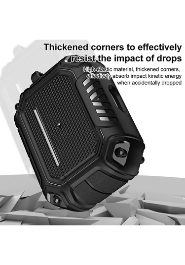 Airpods Uyumlu Pro İçin Kancalı Diamond Shield Mecha Tpu + Pc Kulaklık Koruyucu Kılıf Kırmızı