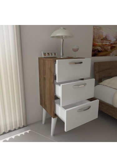 Dekorister Bellini 3 Çekmeceli Şifonyer Beyaz-Ceviz