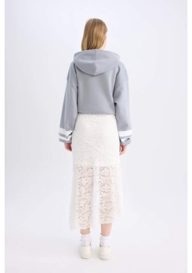 DeFacto Coool A Form Yüksek Bel Dantel Maxi Etek E1795AX24WNWT32 Beyaz