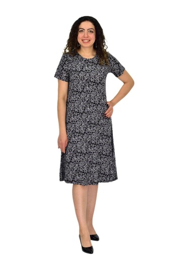 Kadın Kısa Kol Likralı Viskon Elbise Bgl-st04671 Füme