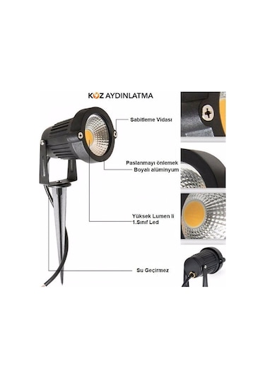 Cata 7 Watt Şarjlı Kazıklı Solar Led Bahçe Aydınlatma Armatürü