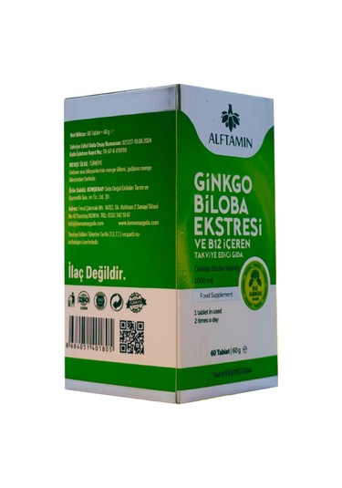 Alftamin Ginkgo Biloba Ve B12 İçeren Takviye 1100 Mg 60 Tablet