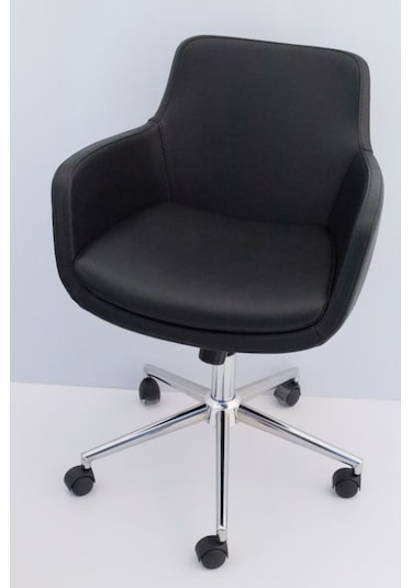 Bulut Rahat Siyah Deri Ofis Sandalyesi
