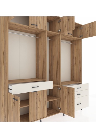 Hyperion Dolap 8 Raflı 4 Çekmeceli 3 Askılı 220x44x243 Çam-çam/aytaşı Atlas Çam/aytası