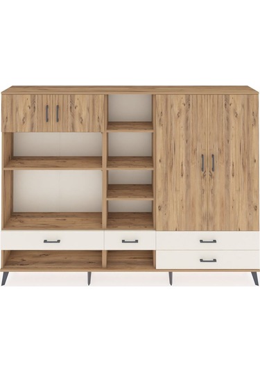 Arges Dolap 12 Raflı 4 Çekmeceli 4 Kapaklı 220x30x163 Çam-çam/ayt Çam-çam/aytaşı