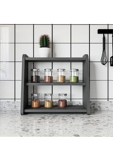 Alpa Ev Mobilya 3 Katlı Tezgah Üstü Organizer, Modern Mutfak Rafı Ve Çok Amaçlı Düzenleyici Antrasit