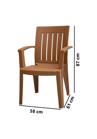 Omnipazar Mt-gf175 Cometa Plastik Bahçe Balkon Sandalye 4'lü Set Kahverengi