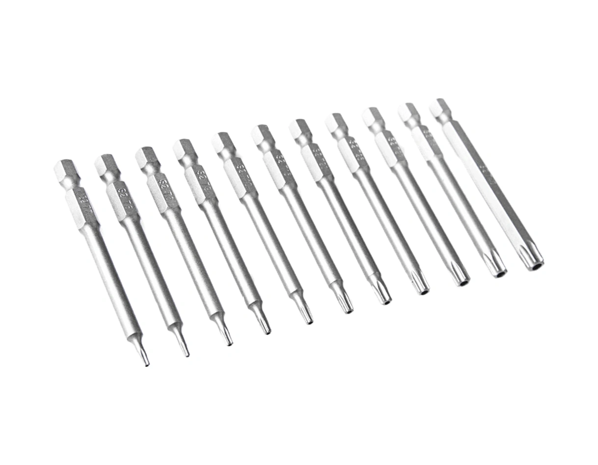 Neevoyu 11 Adet Chrom Vanadyum Çelik 75mm Yıldız Tipi Delikli Tornavida Ucu Seti - Fırça Sandalye Uçları Kombinasyonu