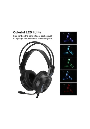 Stereo Oyun Kulaklığı, 3,5mm Fiş Gürültüsü,/pc İçin Led Işığı İle Mikrofonlu Kulak Kulaklıkları Üzerinde Engelleme