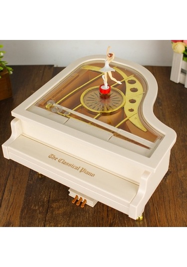 Novahub Klasik Balerin Kız Dansçı Piyano Müzik Kutusu Beyaz, Mekanik Diğer