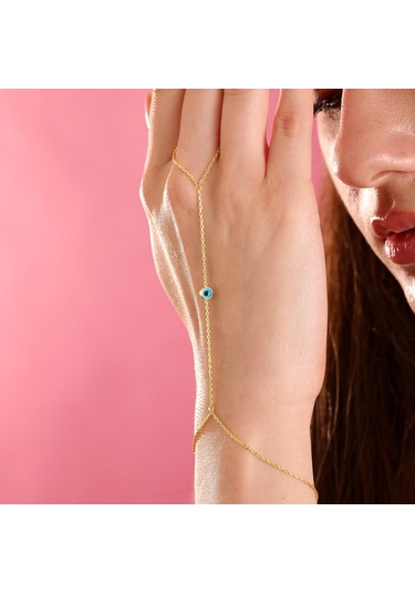 925 Ayar Gümüş Tek Taş Nazar Bocuklu Şahmeran Altın