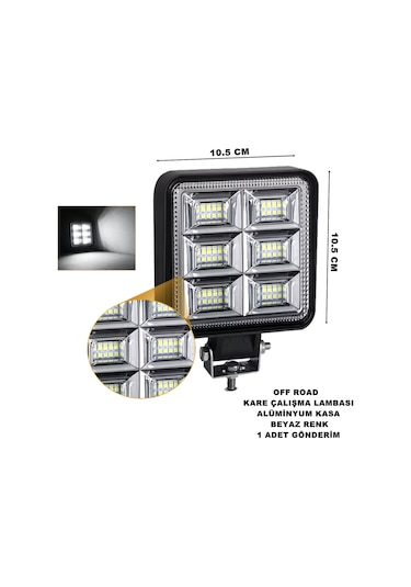 Off Road Kare Çalışma Lambası BEYAZ 48 Led 10,5x10,5 cm 1 Adet
