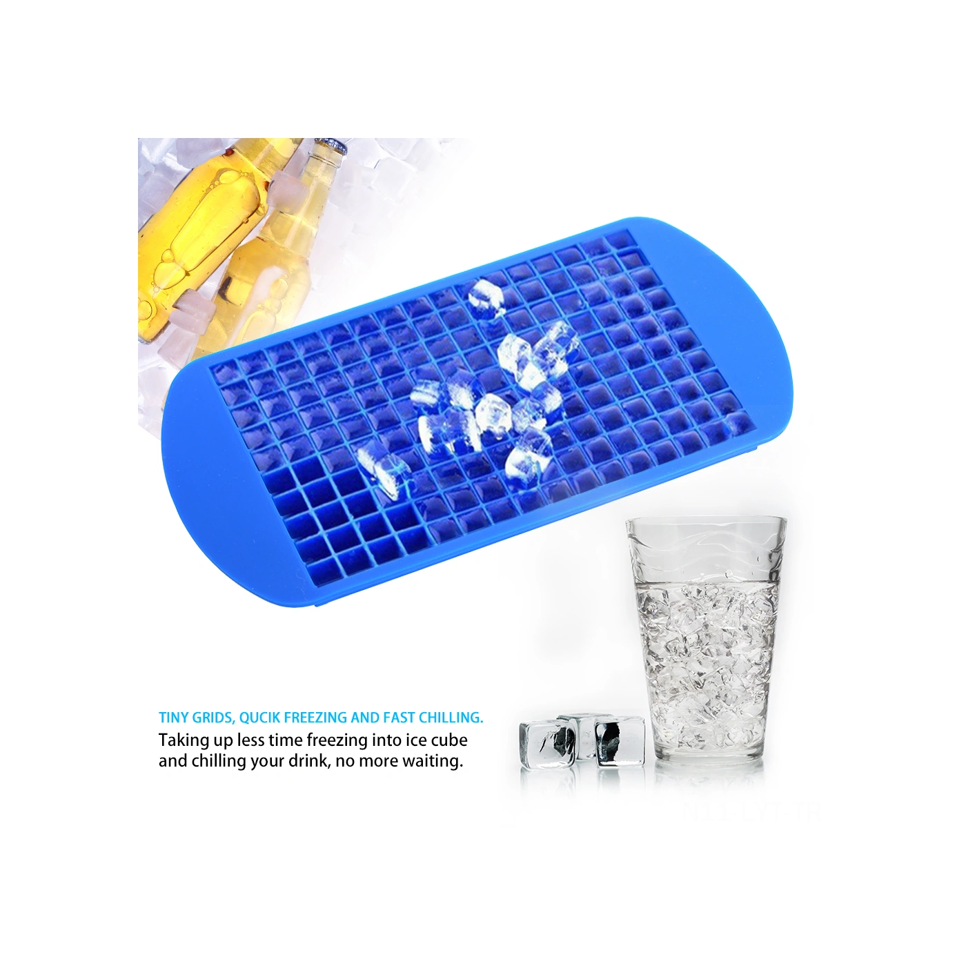 Youtek Yemek Grubu Silikon Buz Kalıbı 160 Kucuk Izgara Hizli Dondurma Esnek Blender Uyumlu Mutfak Gereci Mavi Çok Renkli