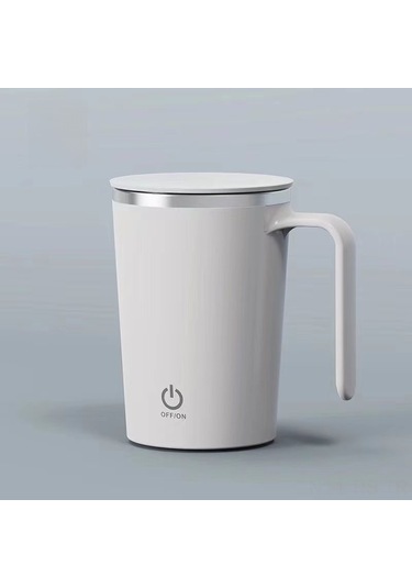 Reedark Stainless Steel Otomatik Manyetik Karıştırıcı Bardak, 380ml Taşınabilir Kahve Fincanı, Temizliği Kolay Portatif Mug Beyaz Beyaz