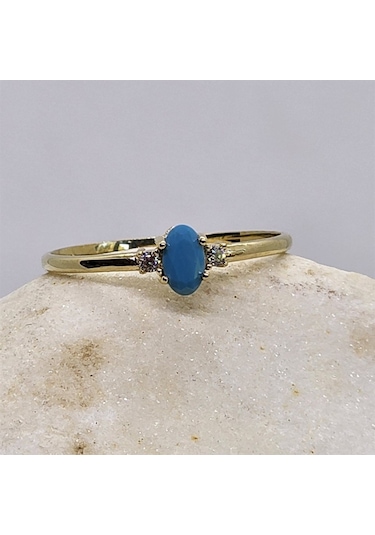 0,40 Ct Firuze Taşlı Tektaş 14 Ayar Altın Yüzük-Tektaş Altın Yüzü 552950077