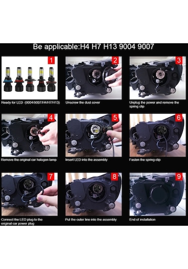 Sones Adet S2 9004 / Hb1 Dc9-36v / 25w / 6000k / 2500lm Ip68 Araba Led Far Lambaları Soğuk Beyaz