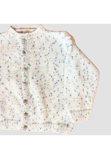 Uretti - Kadir 7704 - El Yapımı Örgü Bebek Hırka - 12 Ay Beyaz