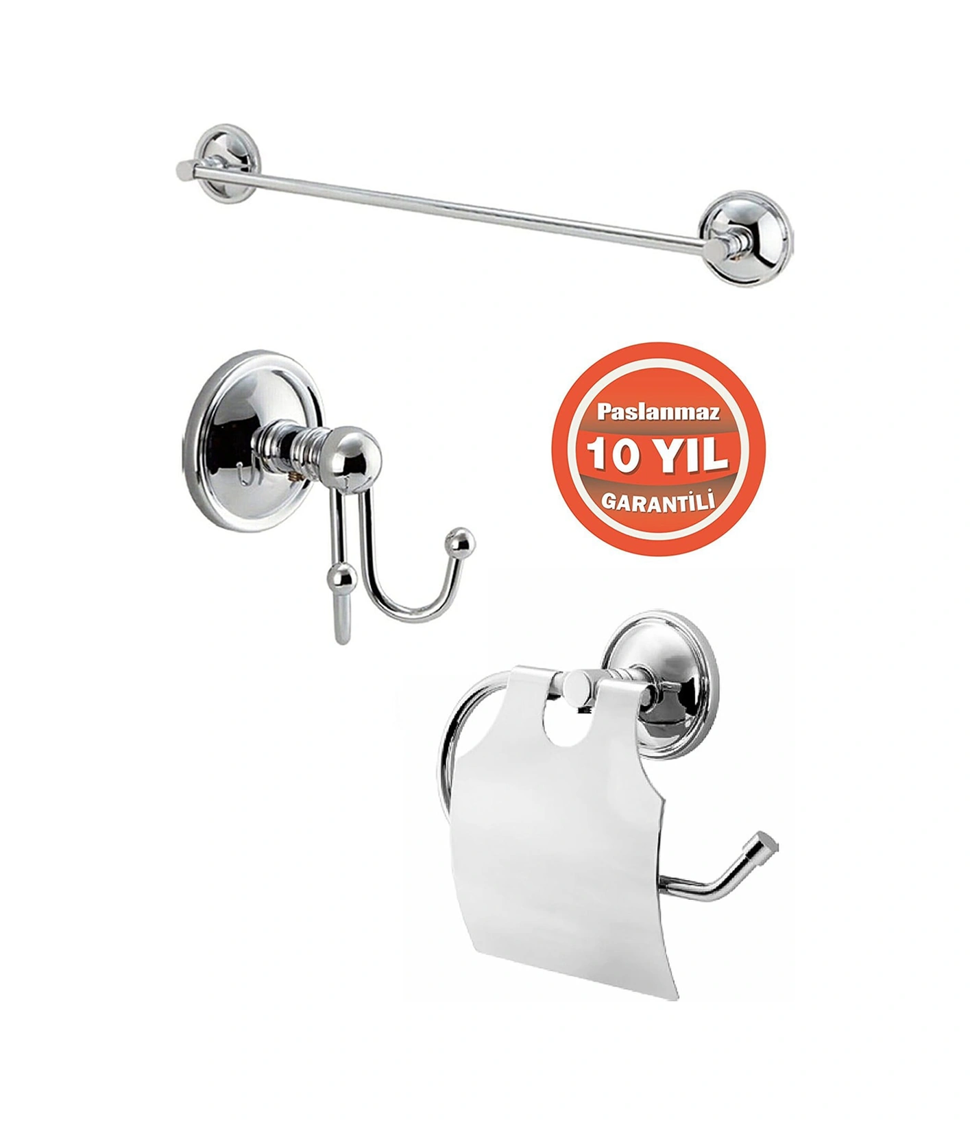 Çelik Banyo Paslanmaz Pirinç Banyo Aksesuar Set Bella Havluluk-bornozluk-tuvalet Kağıtlık Krom