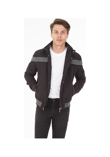 Sposo 1090 Su Itici Kumaş Regular Kalıp Siyah Erkek Mont Siyah