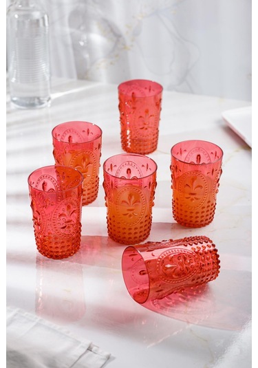 Akrilik Kırmızı Tekli Kısa Bardak & Su Meşrubat Kahve Yanı Bardağı 400 Ml Cam Değildir Kırmızı