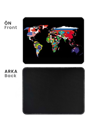 İlyuka Mousepad 40x30cm Gaming Oyuncu Mp534030 World Map Flags