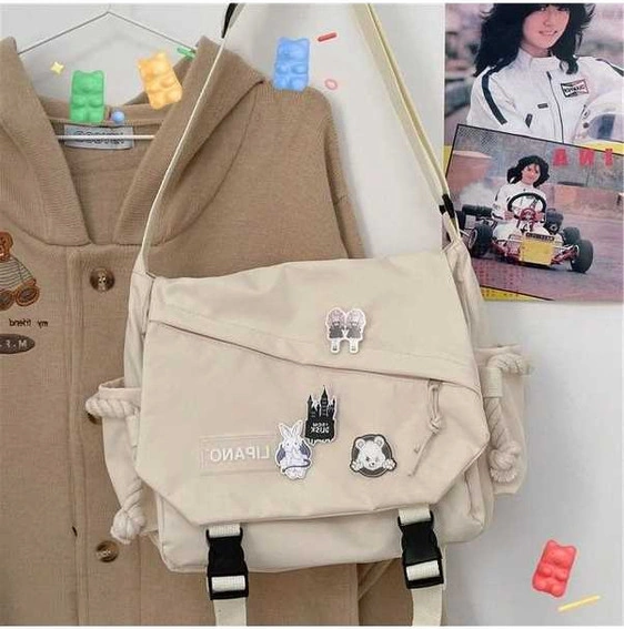 Tongxida Beyaz Genç Omuz Çantası - Büyük Kapasiteli Messenger Çanta, Öğrenci Ve Okul Çantaları İçin Beyaz