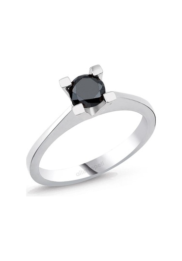 Siyah Pırlanta Tektaş Yüzük 1,10 Ct As12Pyz Altınsepeti