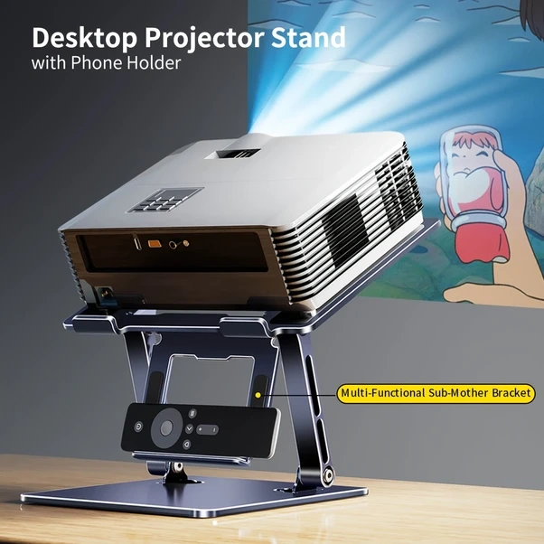 Dream011 Ayarlanabilir Masaüstü Projektör Standı 10-15.6" Laptop Projektör Riser Ergonomik Taşınabilir Telefon Tutucu Gri