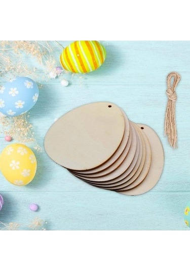 Lijinxu Magideal Paskalya Ahşap Asılı Hediye Etiketleri Dıy El 7cmx5.8cm