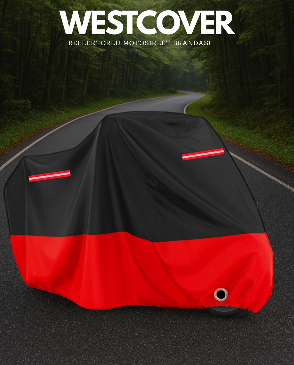 Motolux Rossi Rs Uyumlu Kırmızı-siyah Kırmızı Reflektörlü Motosiklet Brandası Motor Örtüsü