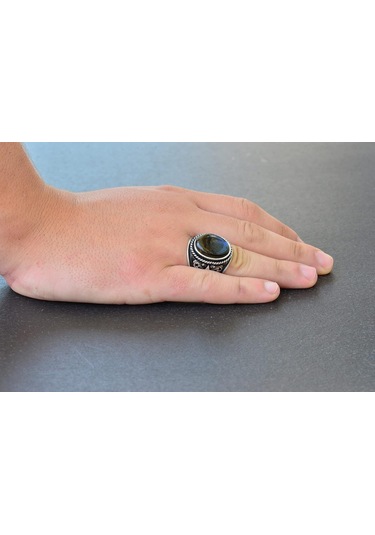 Erkekler İçin İnce Taş Koleksiyonu: 925 Ayar Gümüş Yüzükler - Doğal Taş Seçimi Labradorit Gümüş