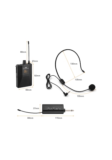 Youmex Siyah Uhf Bant Kablosuz Mikrofon Seti - Öğretim, Tur Rehberliği İçin - Alıcı Dahili Pil, Yüksek Hassasiyet Ve Anti-parazit