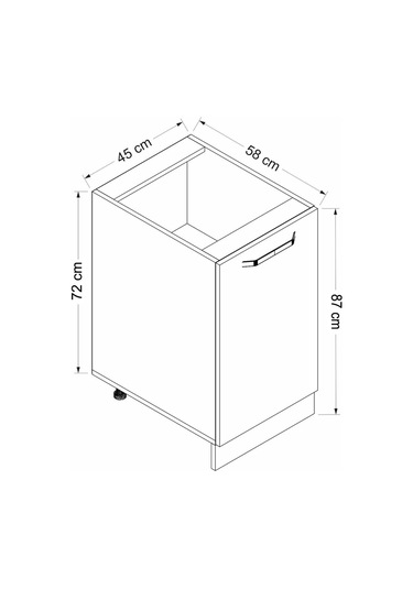 Minar Mutfak Alt Modül 1k1r 45cm Dolap Beyaz/dore - D1