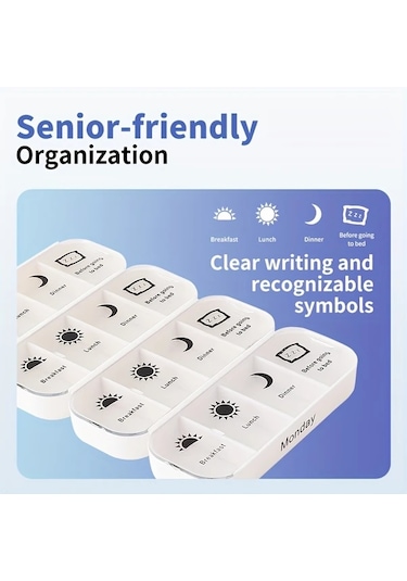 Oldfriend Renkli Vanyarlıfe 7 Günlük Büyük Kapasiteli Taşınabilir Hap Organizatörü Günlük Bölmeli Renkli