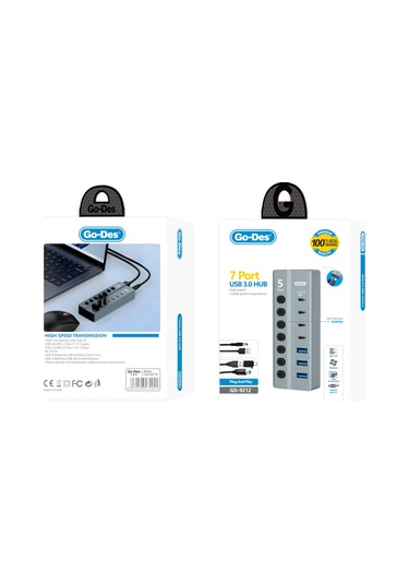 Go Des Gd-9212 7 İn 1 Çoklu Type-c Ve Usb Hub Çoğaltıcı Gri
