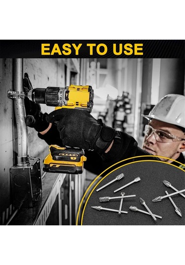 Xurunkeji Karbür Freze Seti Dremel Döner 1/8 İnç Şaft 10 Adet Kalıp Taşlama Makinesi Döner Alet Raspa Uçları Aksesuarları İle Uyumlu